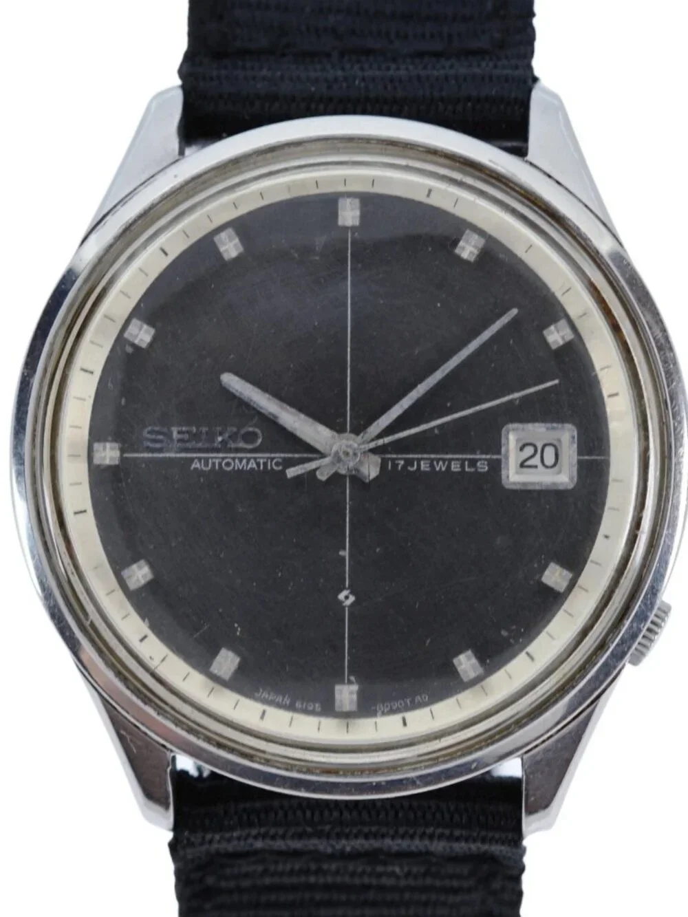 Fully Original 1968 Seiko 37mm Men's Sealion M55 Black Dial Watch Ref: 6105-8090